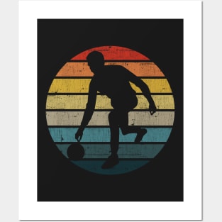 Bowling Silhouette On A Distressed Retro Sunset graphic Posters and Art